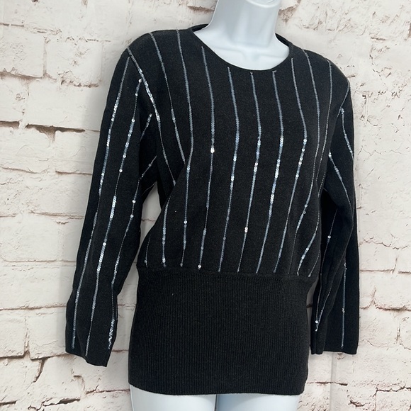 ✨VINTAGE✨J. TIKTINER Cote de Azur SEQUIN KNIT SWEATER, SIZE S - Picture 3 of 11